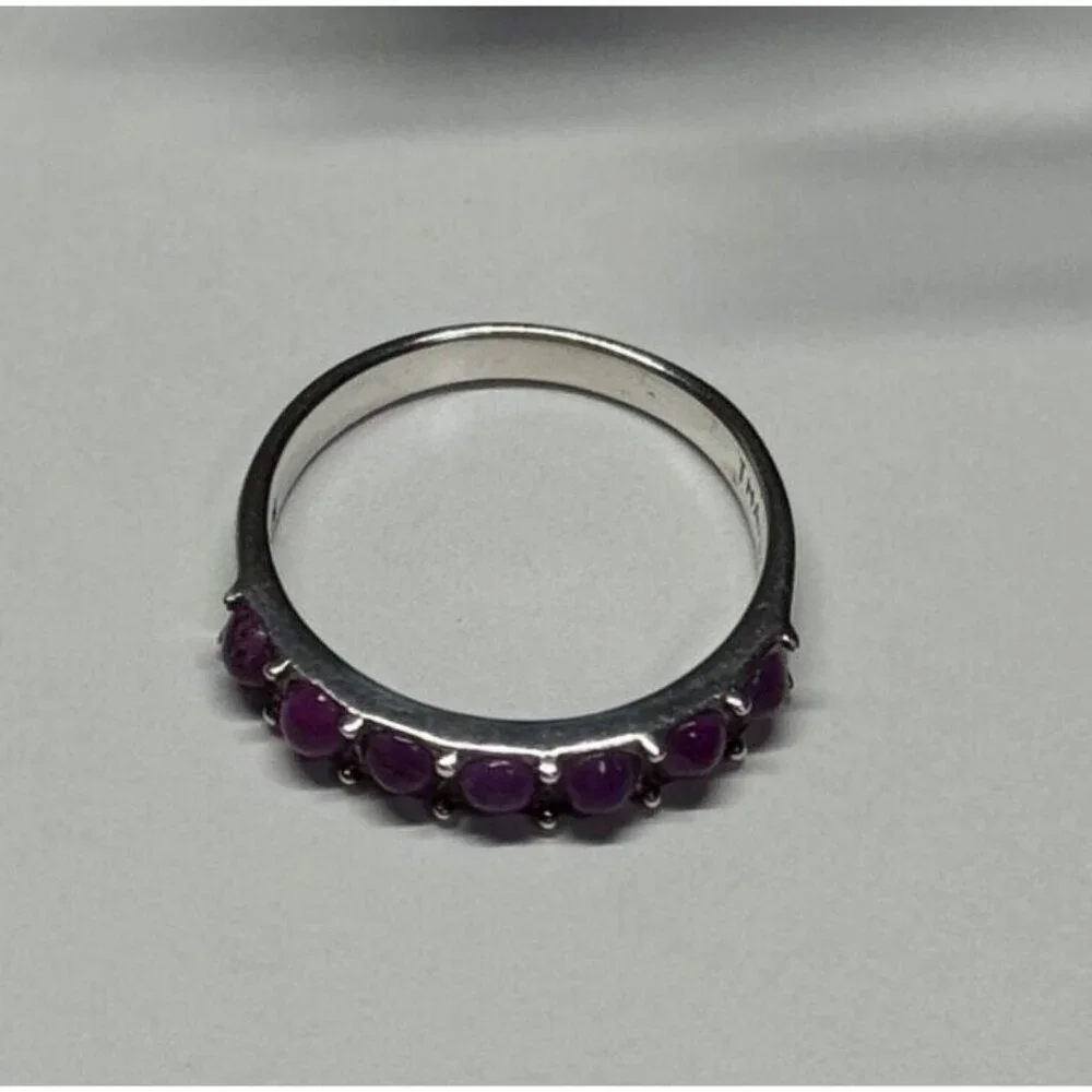 925 STERLING SILVER PURPLE AGATE RING SIZE 6